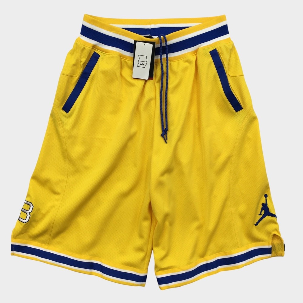 NEW! Nike Jordan Mens Y2K Basketball Shorts Yellow Blue 23 Jumpman Size Large